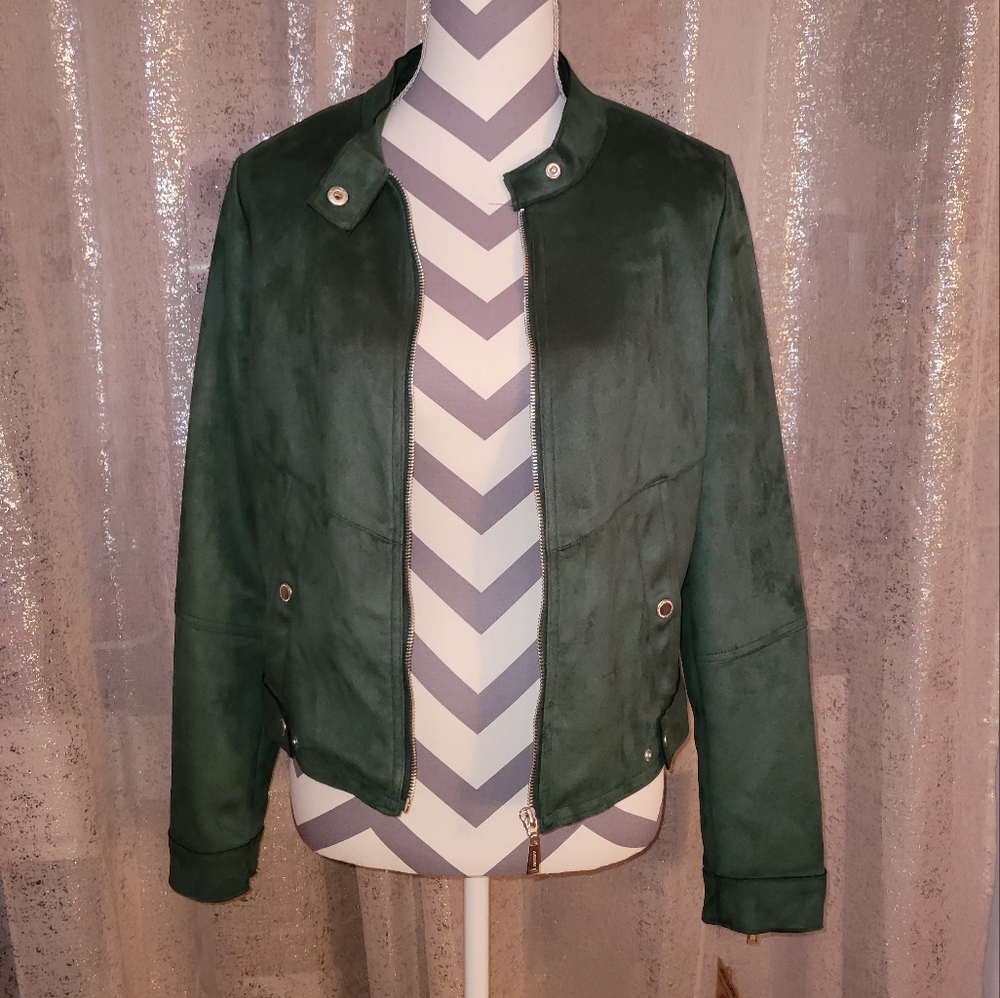 Jou Jou Forest Green Faux Suede Jacket